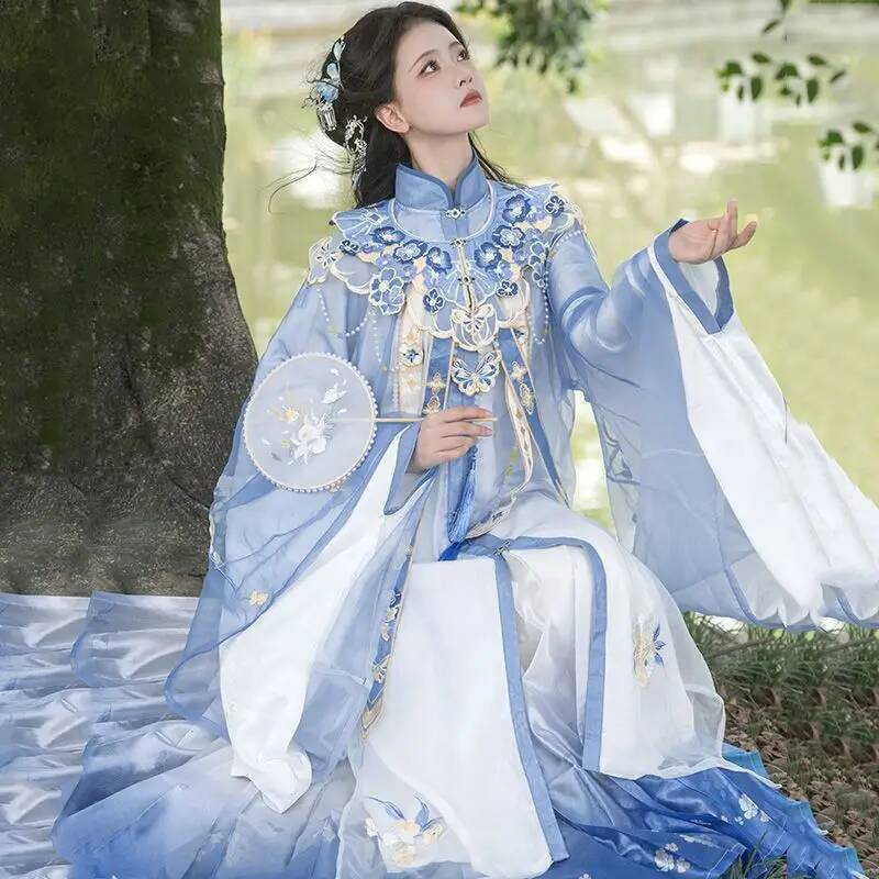 Embroidery Style - Bimonthly[Lan Jin Luo]New Hanfu Women's Ming
