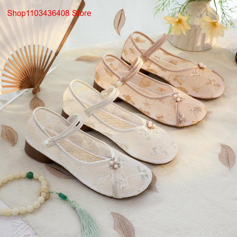 Embroidery Style - New Mesh Low Heels with Cheongsam