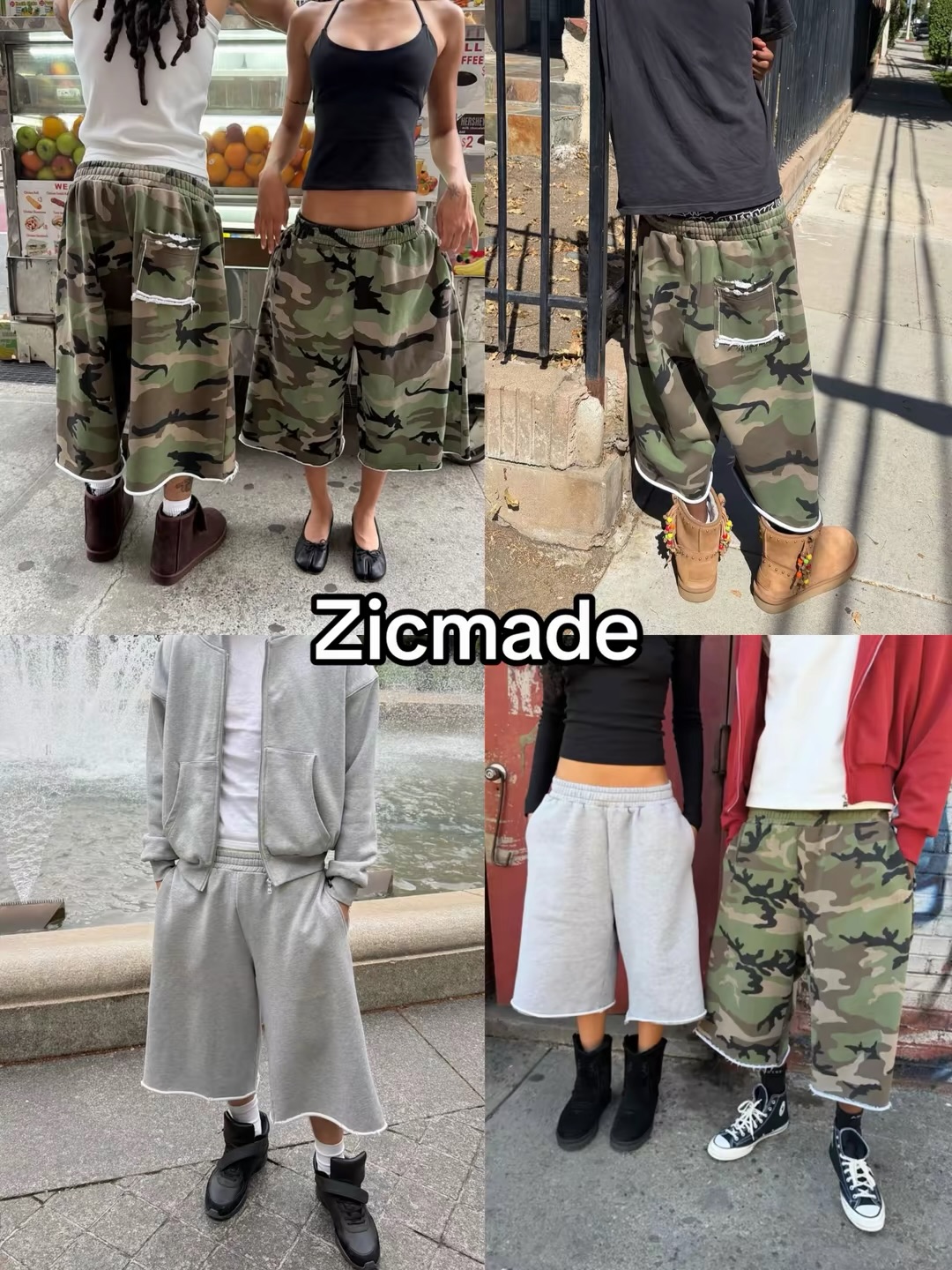 Embroidery Cotton - Harajuku Hip Hop Camo Shorts Camo
