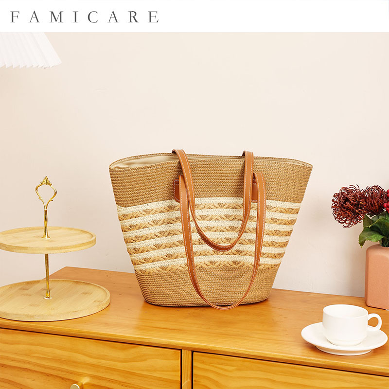 Embroidery Premium - 2026 Summer New Striped Straw Woven