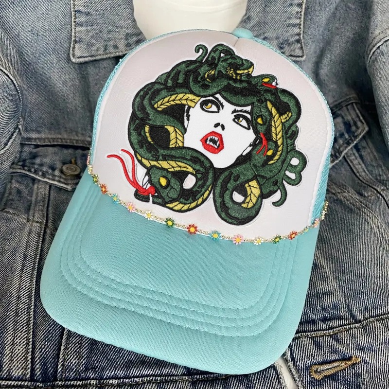 Embroidery Hat Machine - 1PC Snake & Girl Cartoon Anime