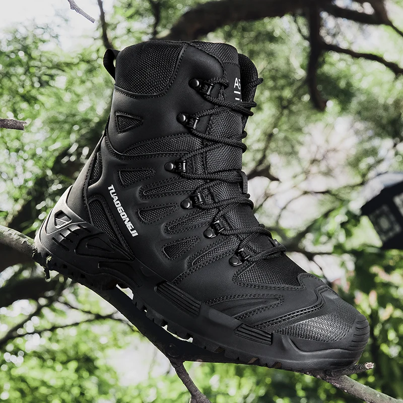 Embroidery Cotton - Men's Outdoor Hiking Tactical Boots Ankle