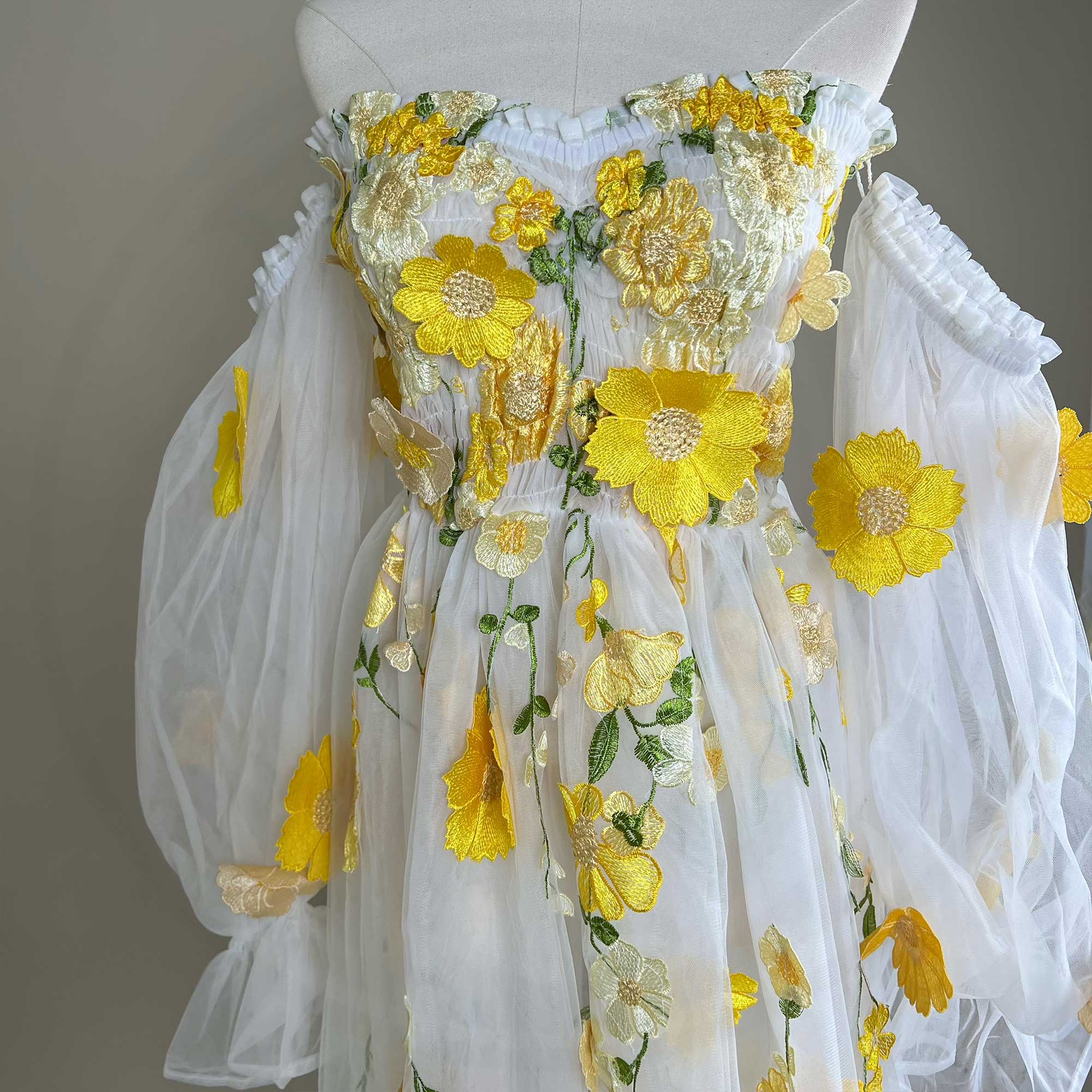 Don&Judy Colorful Organza Off- - Embroidery Daisy ulasan dan harga