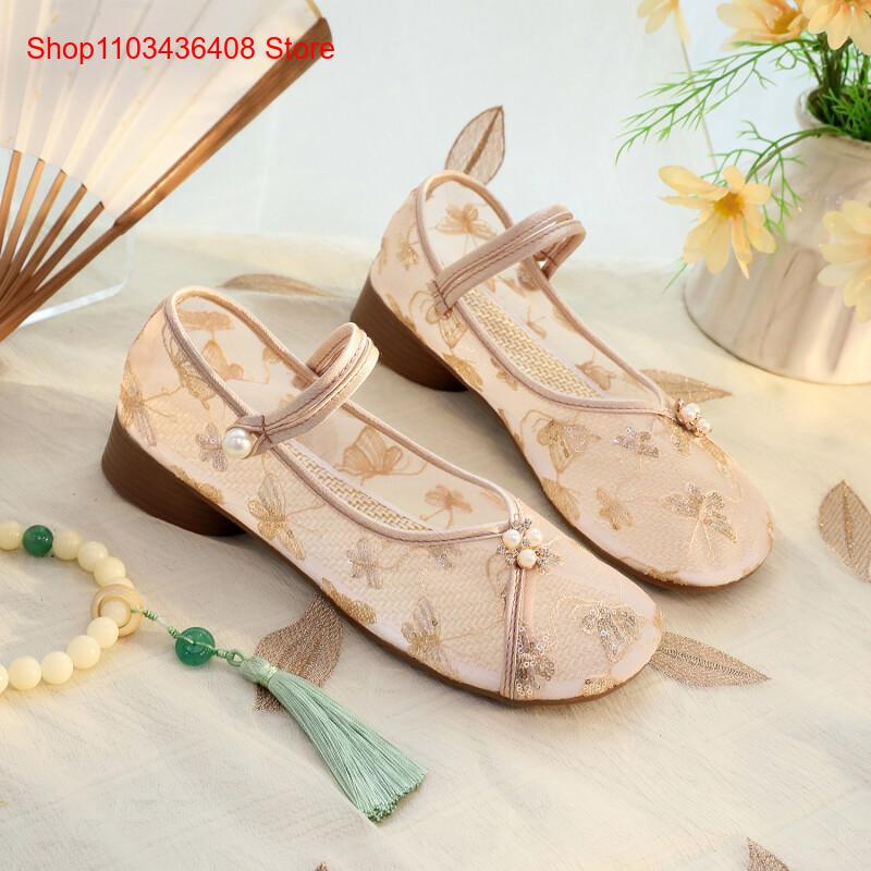 New Mesh Low Heels with Cheong - Embroidery Style ulasan dan harga