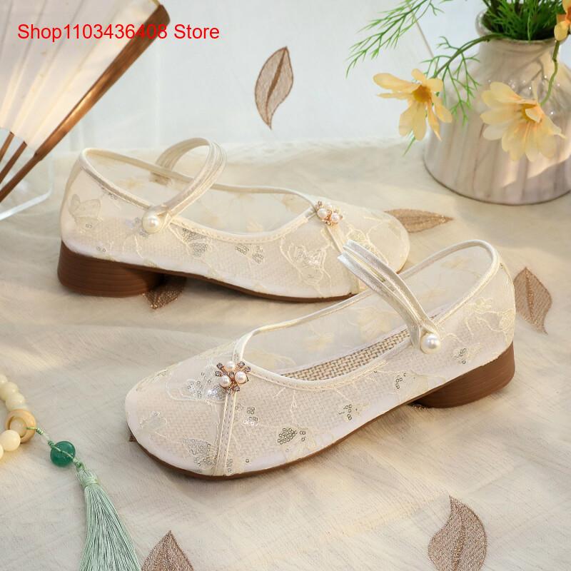 New Mesh Low Heels with Cheong - Embroidery Style ulasan dan harga