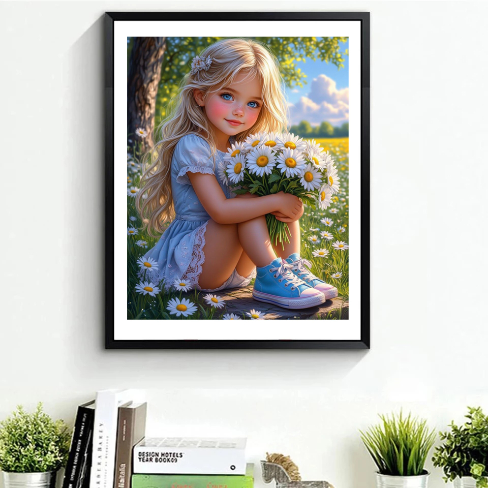 Frameless,5D DIY Diamond Paint - Embroidery Daisy ulasan dan harga