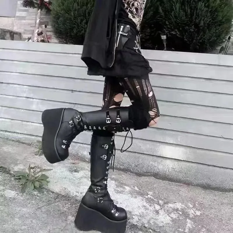 Punk Gothic Platform Boots for - Embroidery Cotton ulasan dan harga