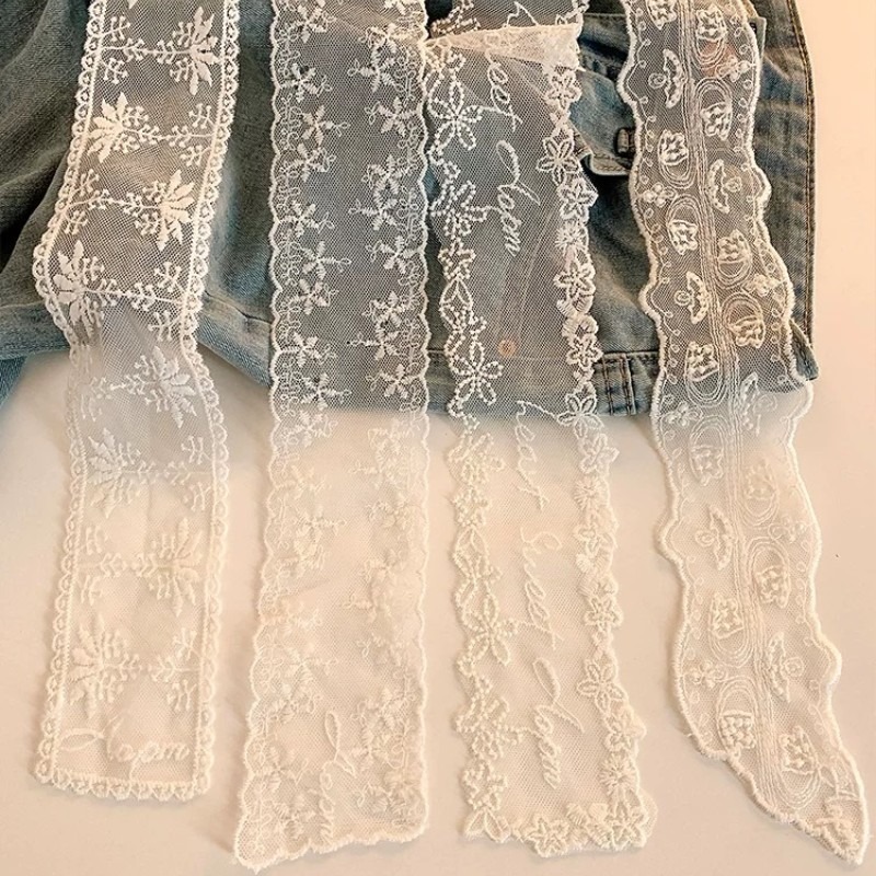 New Black White Long Lace Flow - Embroidery Premium ulasan dan harga