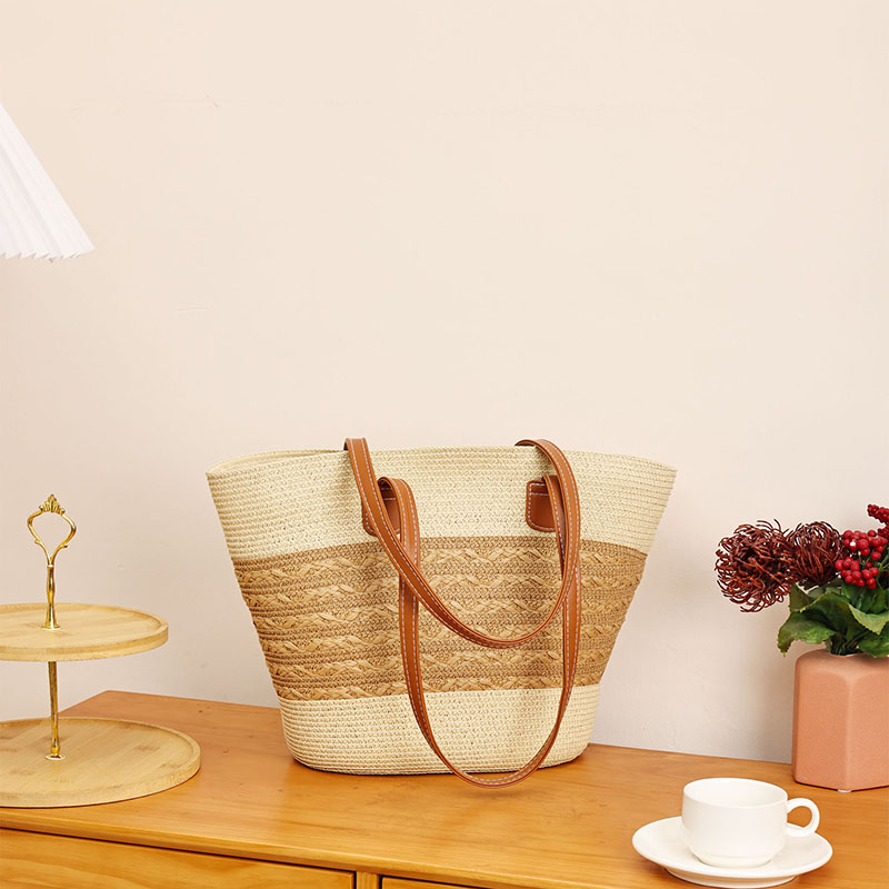 2026 Summer New Striped Straw  - Embroidery Premium ulasan dan harga