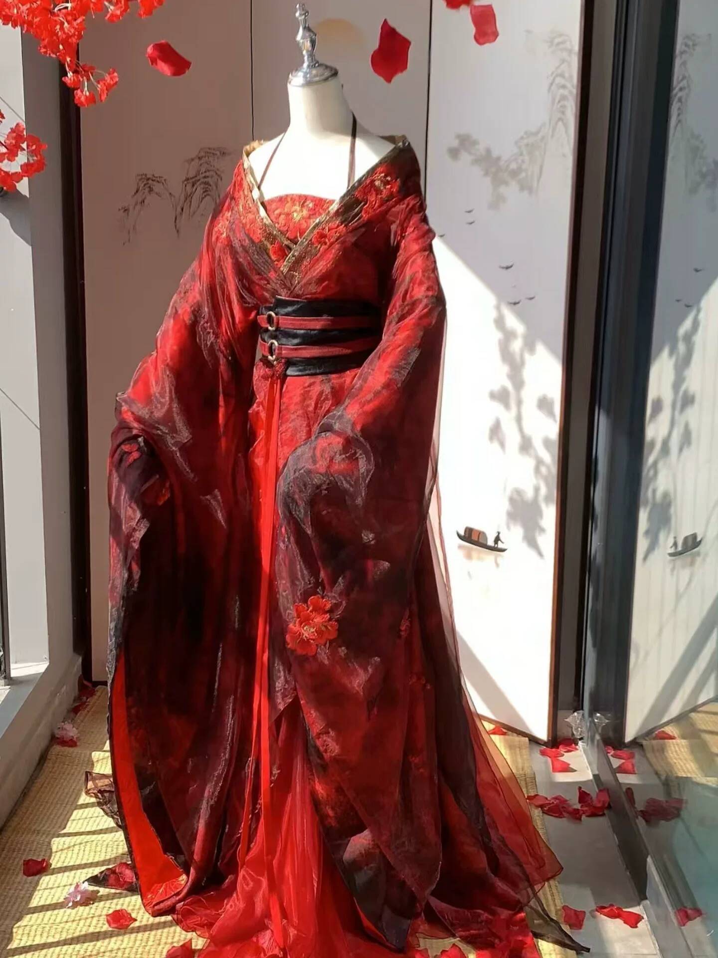New Datura Red Hanfu Women Anc - Embroidery Style ulasan dan harga