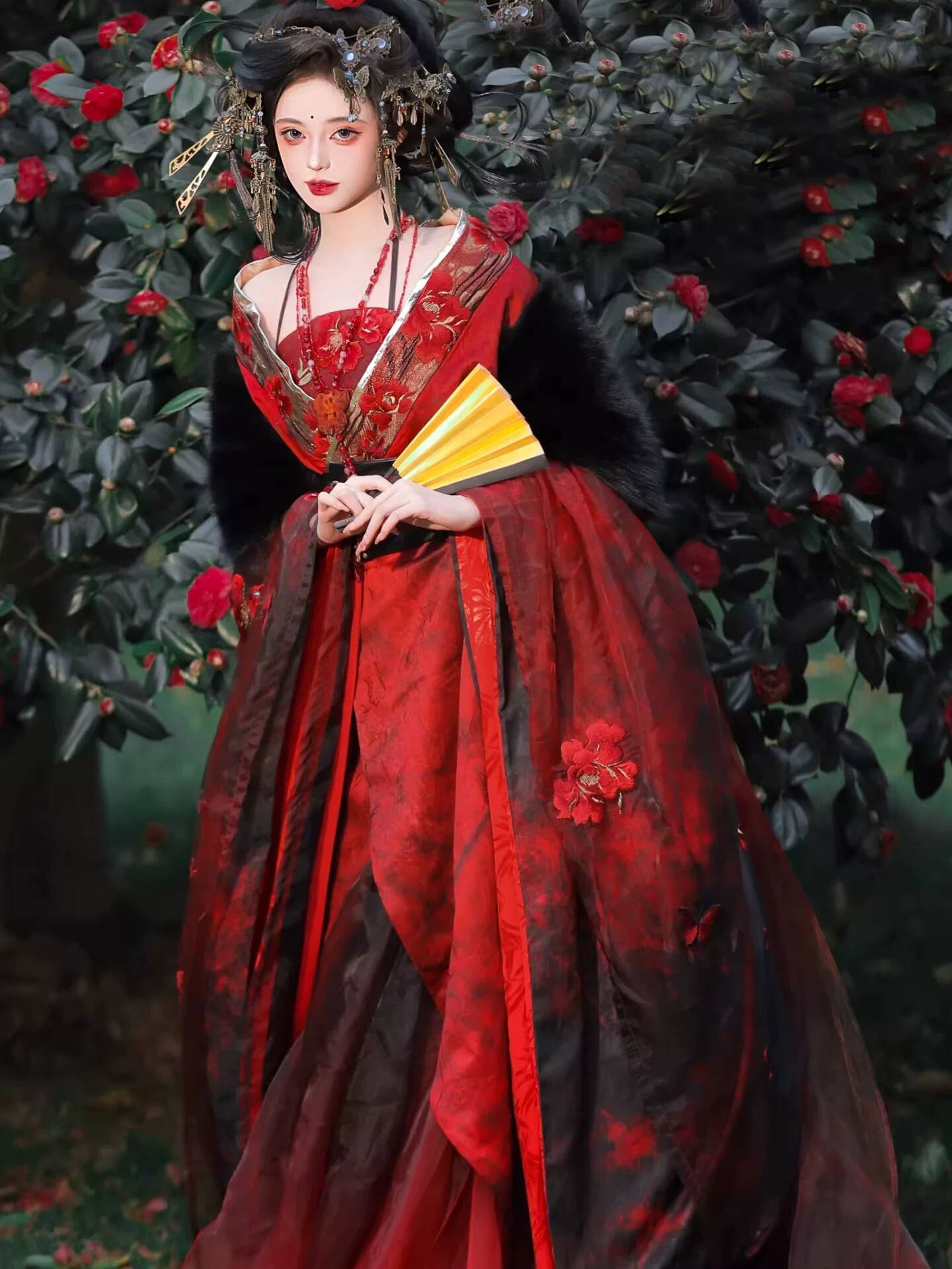 New Datura Red Hanfu Women Anc - Embroidery Style ulasan dan harga
