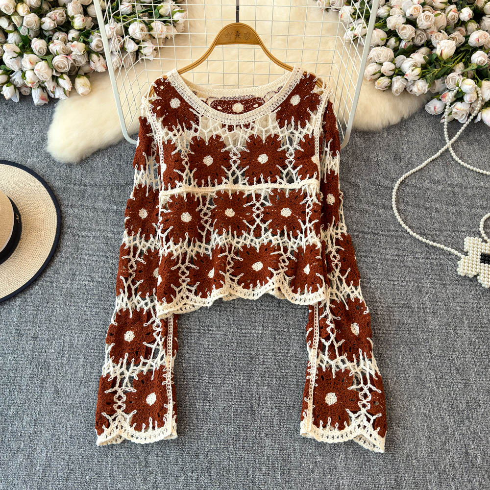 Floral Crochet Top for Women L - Embroidery Daisy ulasan dan harga
