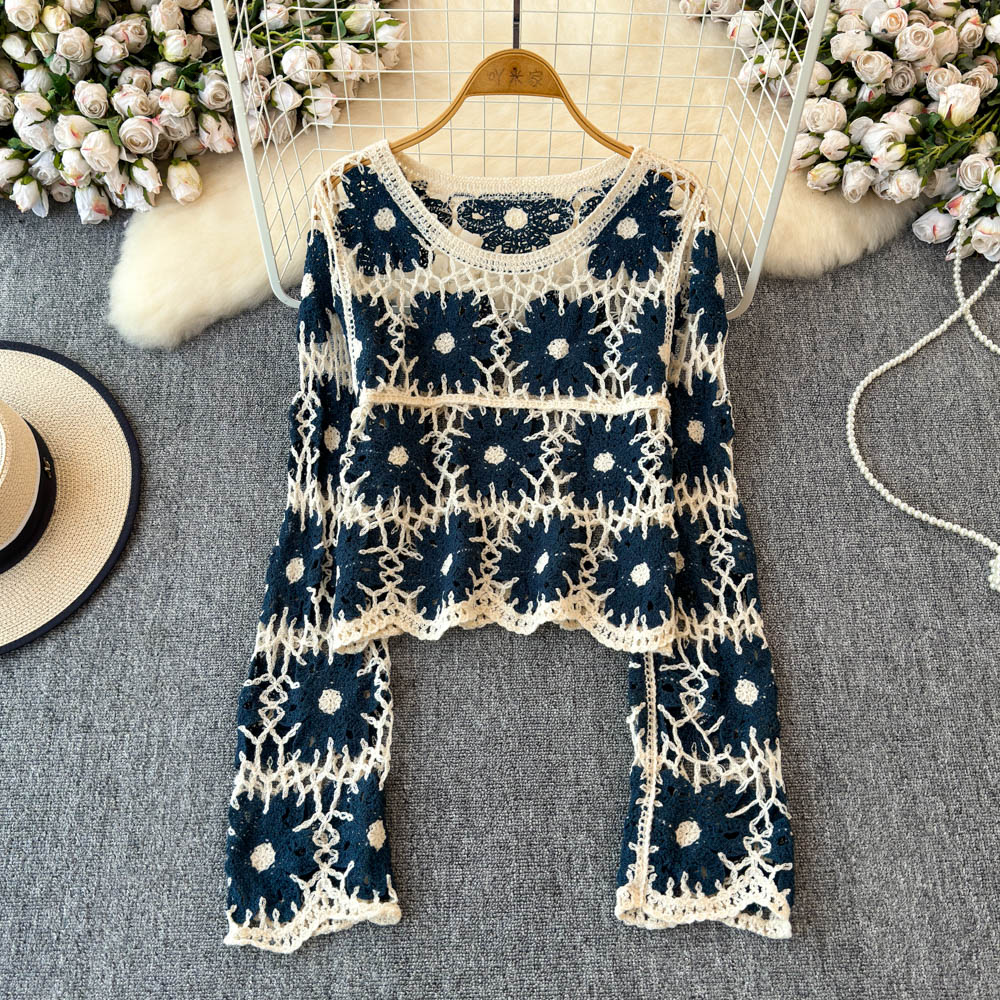 Floral Crochet Top for Women L - Embroidery Daisy ulasan dan harga