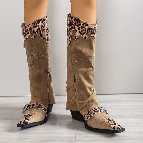 Retro Womens Knee High Boots F - Embroidery Cotton ulasan dan harga